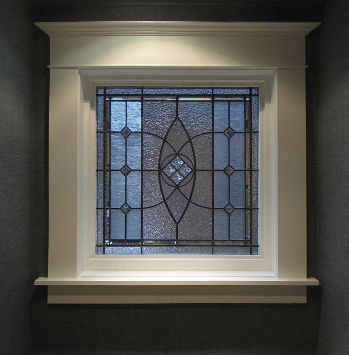 Leaded glass traditional window with cast jewels