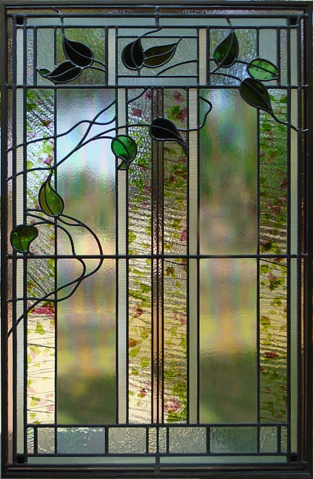 SPRING - Stained glass window with green leaves by The Glass Studio