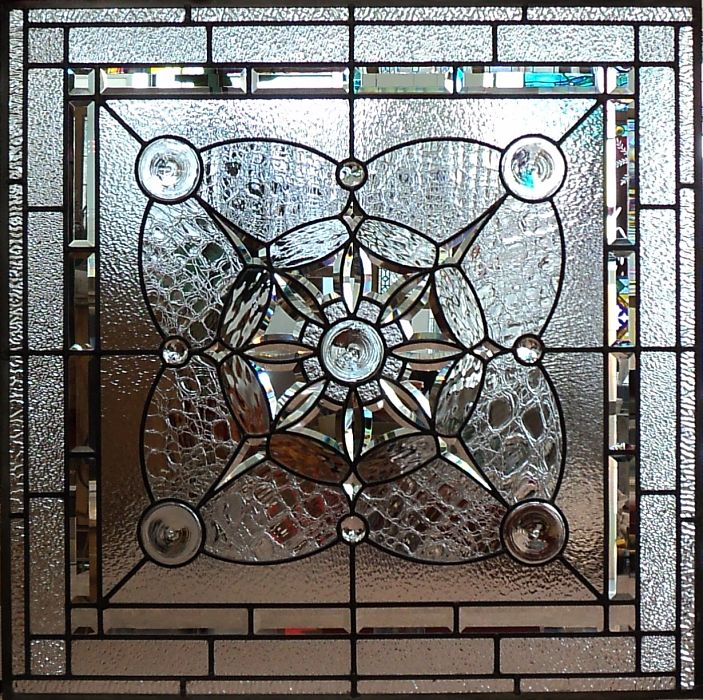 leaded glass with hand bevelled glass accents