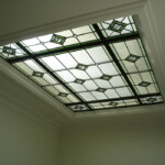 TheGlassStudio Image 39-Private residence, Toronto Stained glass skylight geometric green and white glass