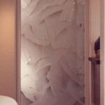 TheGlassStudio Image 58-Private residence, Toronto Carved glass abstract art in a sliding pocket door